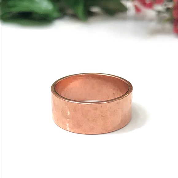8mm Solid Copper Hammered Ring - Picture 5 of 7